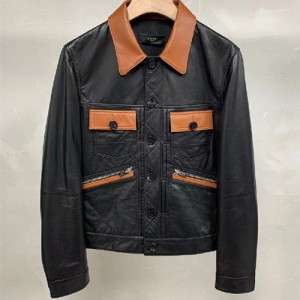 Amiri Casual Brown Point Leather Jacket