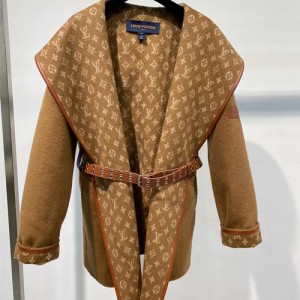 Louis Vuitton Hooded Coat Camel Women