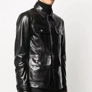 Tom Ford Leather Jacket (Tom Ford Black Polished - Leather Trucker Jacket) Men
