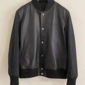 Louis Vuitton double-sided leather baseball jumper men